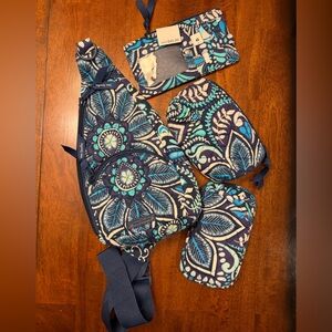 Vera Bradley Navy and Teal Floral Bag Set